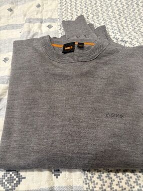 BOSS Grey Crewneck Sweater with Subtle Logo